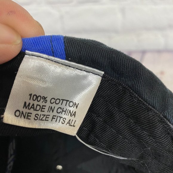 Vintage Polaris Hat Cap Kid's Size Strap Back Black Blue Multi Panel Embroidered - Picture 9 of 9